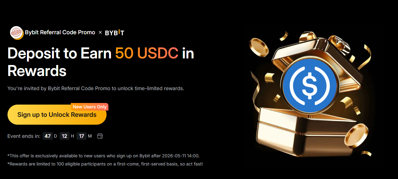 Bono de Bybit EU en detalle Bono de Bybit EU: 50 USDC, 10 % de descuento y Earn hasta 15 % APY