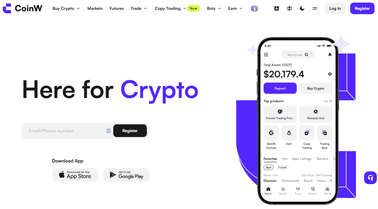 CoinW plataforma de criptoactivos Singapur con más de 600 criptomonedas y KSwap DeFi
