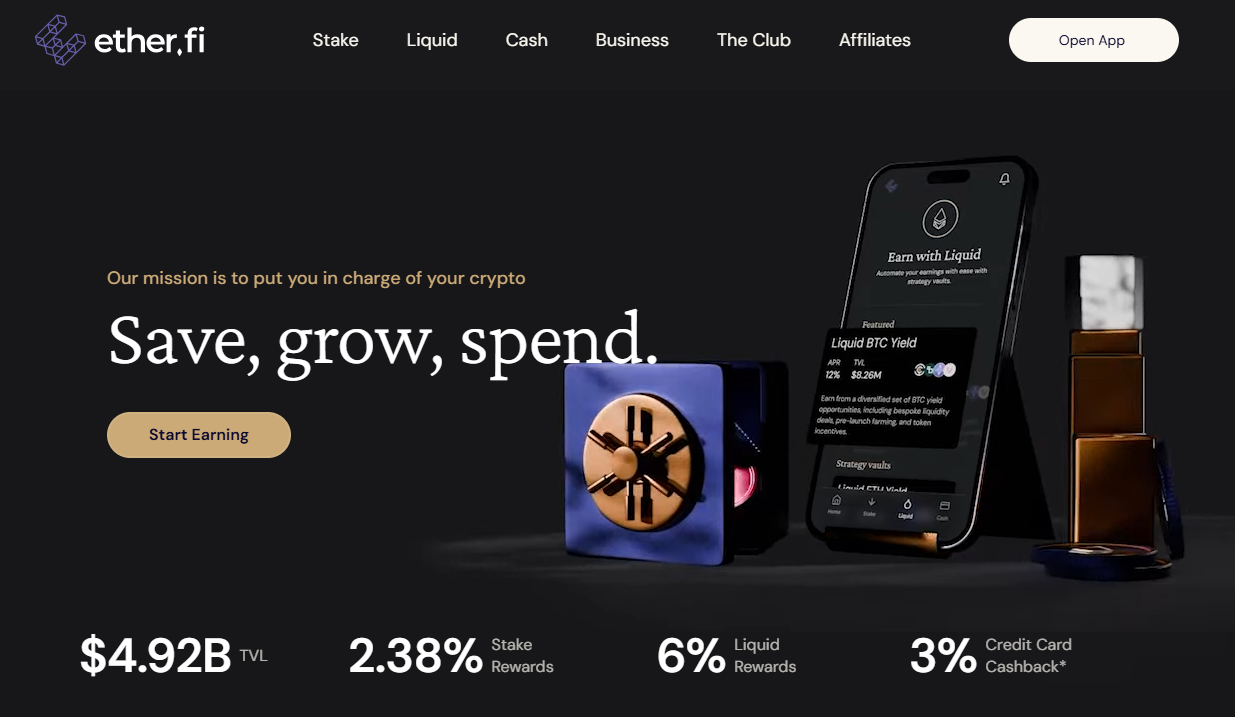 Ether.fi DeFi Visa Cash Card sin custodia con reembolso hasta 15%