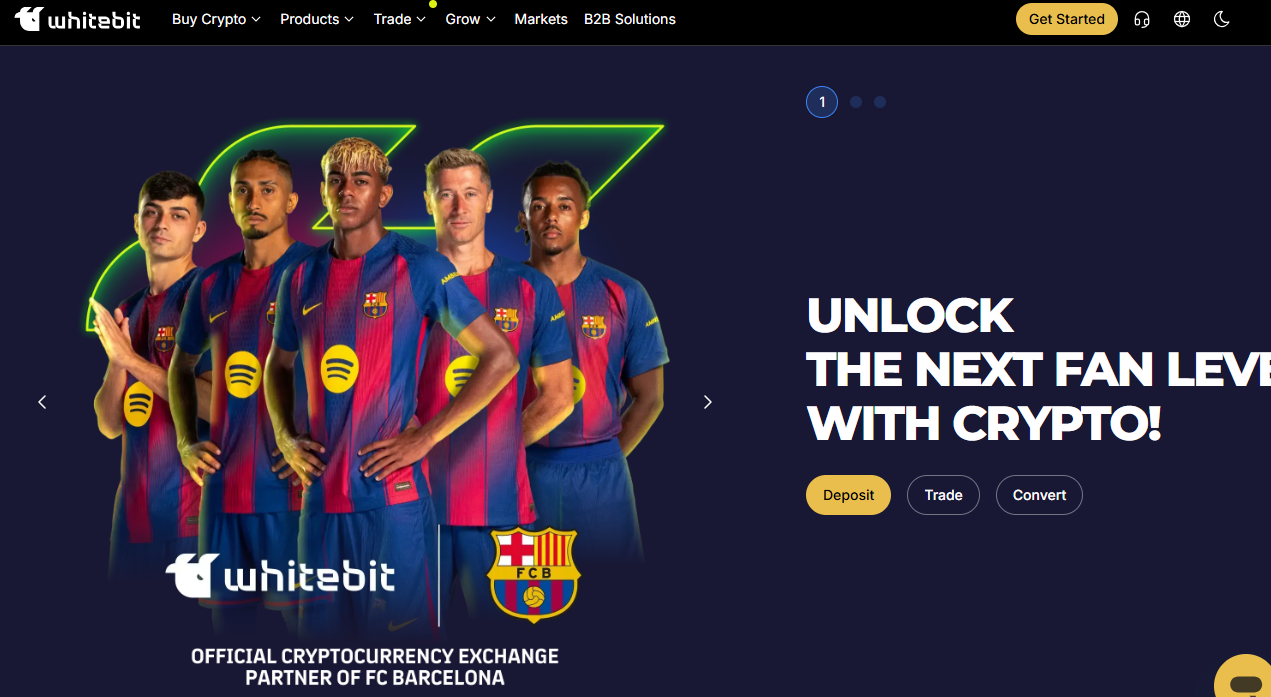 WhiteBIT plataforma europea de criptoactivos con sistema WBT, patrocinador FC Barcelona